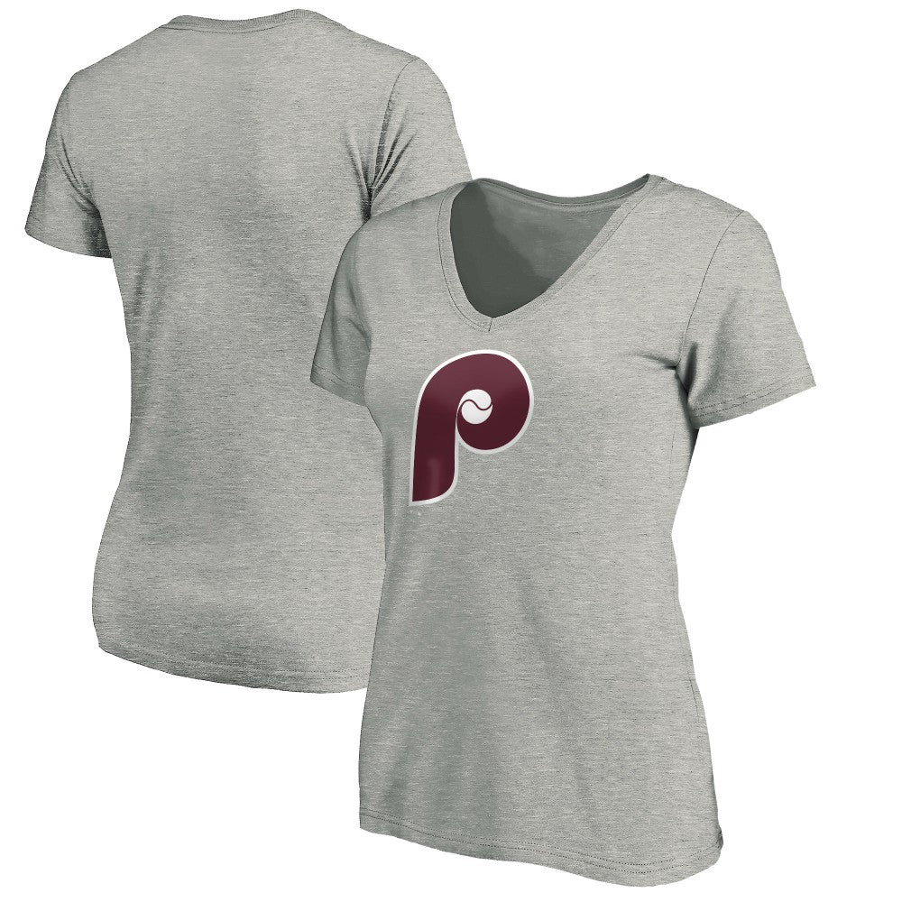 Philadelphia Phillies Women's Cooperstown Collection Huntington Logo V-Neck T-Shirt - MLB T-shirts