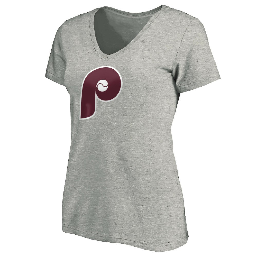 Philadelphia Phillies Women's Cooperstown Collection Huntington Logo V-Neck T-Shirt - MLB T-shirts