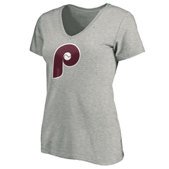 Philadelphia Phillies Women's Cooperstown Collection Huntington Logo V-Neck T-Shirt - MLB T-shirts