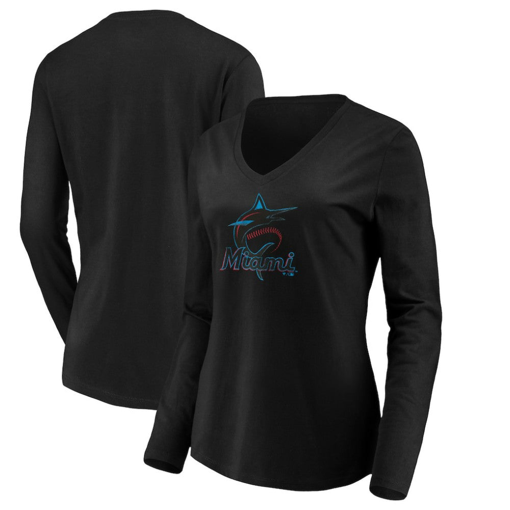 Miami Marlins Women's Core Distressed Team Long Sleeve T-Shirt - MLB T-shirts