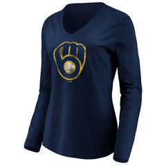 Milwaukee Brewers Women's Core Distressed Team Long Sleeve T-Shirt - MLB T-shirts