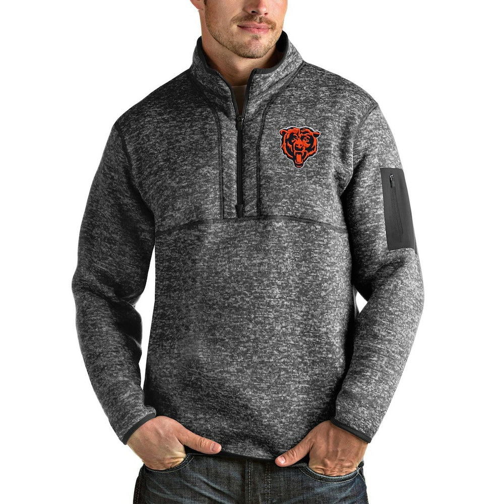 Chicago Bears Antigua Bear Head Fortune Quarter-Zip Pullover Jacket | NFL New