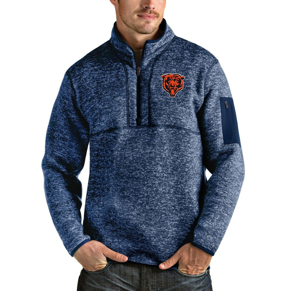 Chicago Bears Antigua Bear Head Fortune Quarter-Zip Pullover Jacket | NFL Outlet