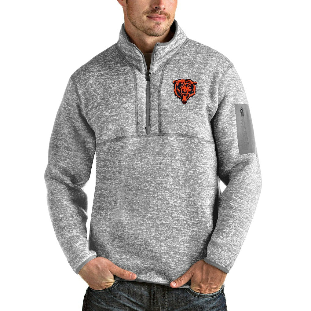 Chicago Bears Antigua Bear Head Fortune Quarter-Zip Pullover Jacket | NFL New
