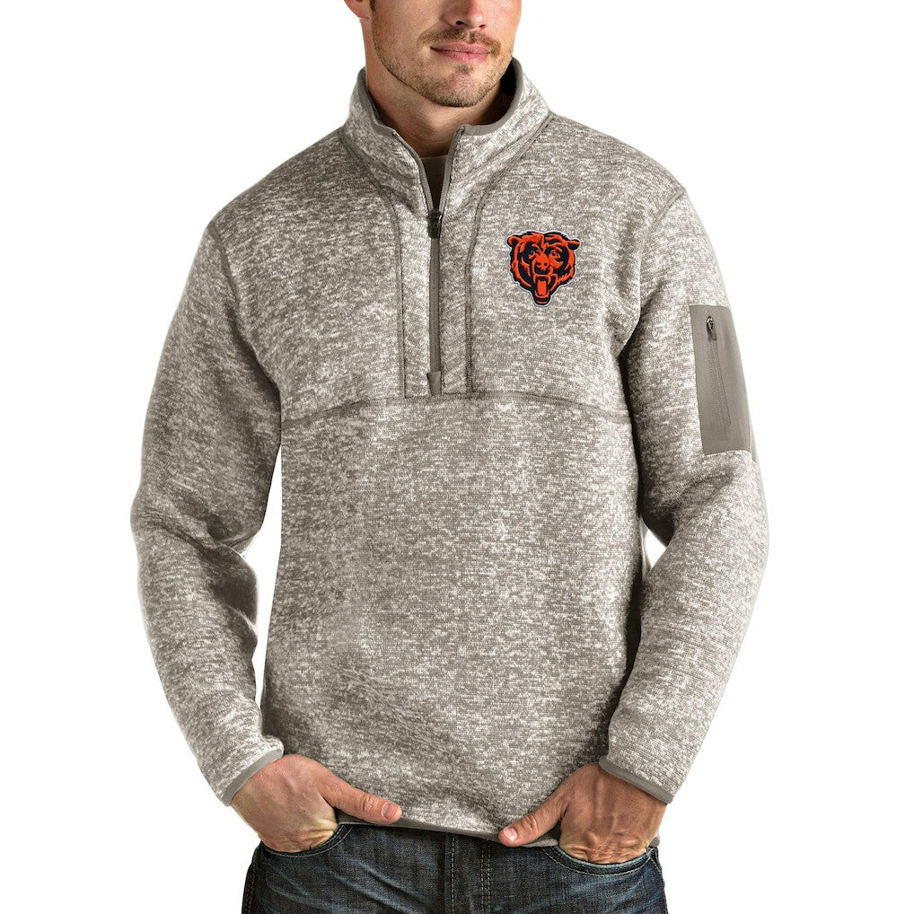 Chicago Bears Antigua Bear Head Fortune Quarter-Zip Pullover Jacket | NFL Discount