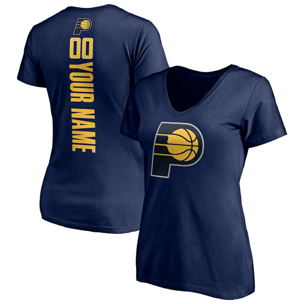 Navy Indiana Pacers Women's Playmaker Personalized Name & Number V-Neck T-Shirt | NBA
