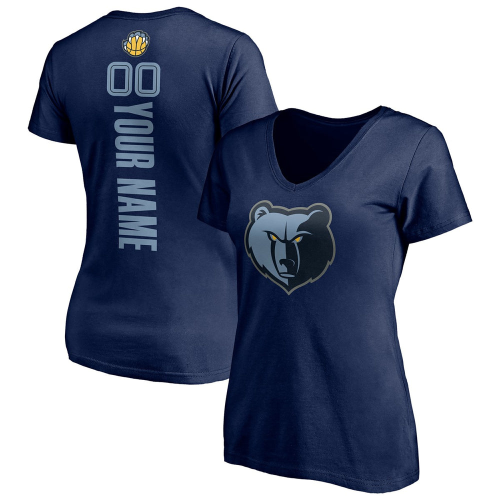 Navy Memphis Grizzlies Women's Playmaker Personalized Name & Number V-Neck T-Shirt | NBA