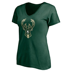 Hunter Green Milwaukee Bucks Women's Playmaker Personalized Name & Number V-Neck T-Shirt | NBA