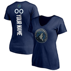 Navy Minnesota Timberwolves Women's Playmaker Personalized Name & Number V-Neck T-Shirt | NBA