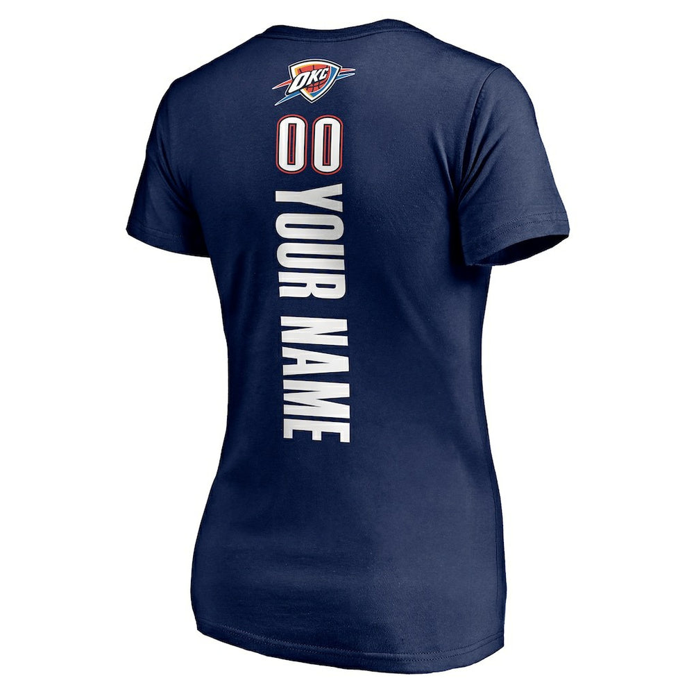 Navy Oklahoma City Thunder Women's Playmaker Personalized Name & Number V-Neck T-Shirt | NBA