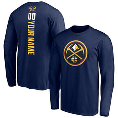 Navy Denver Nuggets Playmaker Personalized Name & Number Long Sleeve T-Shirt sale | NBA