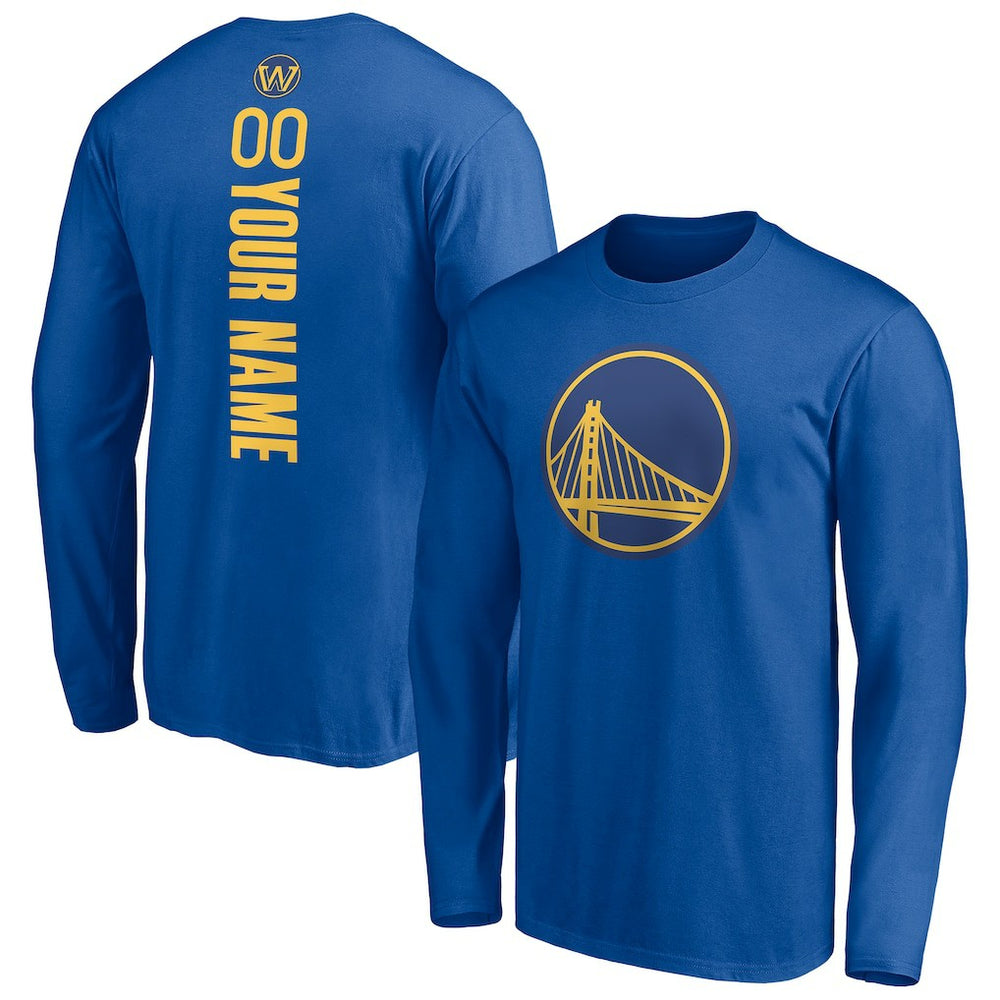 Royal Golden State Warriors Playmaker Personalized Name & Number Long Sleeve T-Shirt sale | NBA