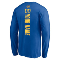 Royal Golden State Warriors Playmaker Personalized Name & Number Long Sleeve T-Shirt sale | NBA