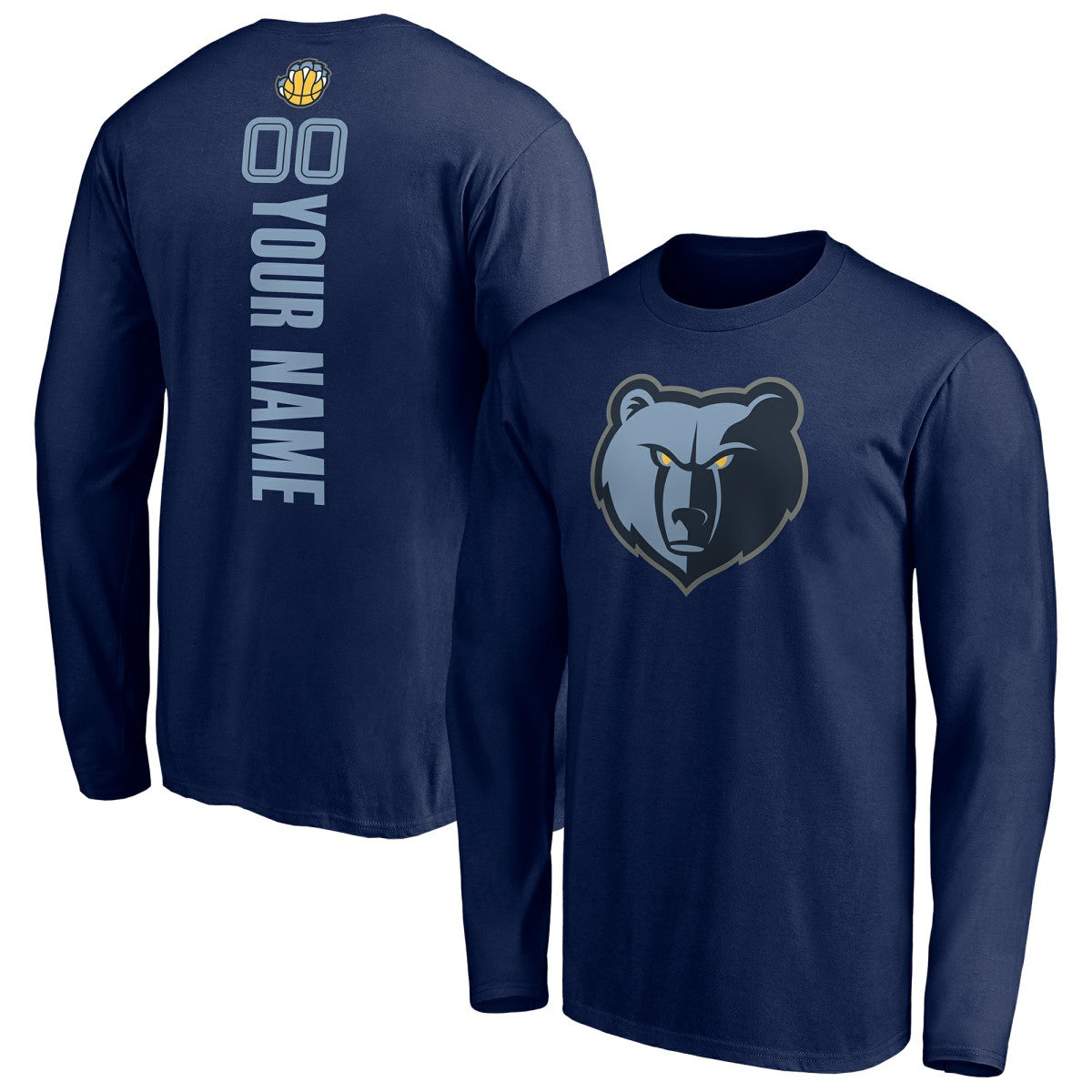 Navy Memphis Grizzlies Playmaker Personalized Name & Number Long Sleeve T-Shirt | NBA