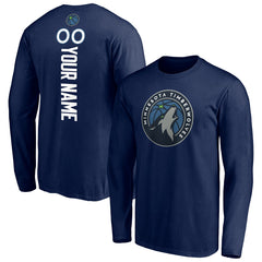 Navy Minnesota Timberwolves Playmaker Personalized Name & Number Long Sleeve T-Shirt | NBA