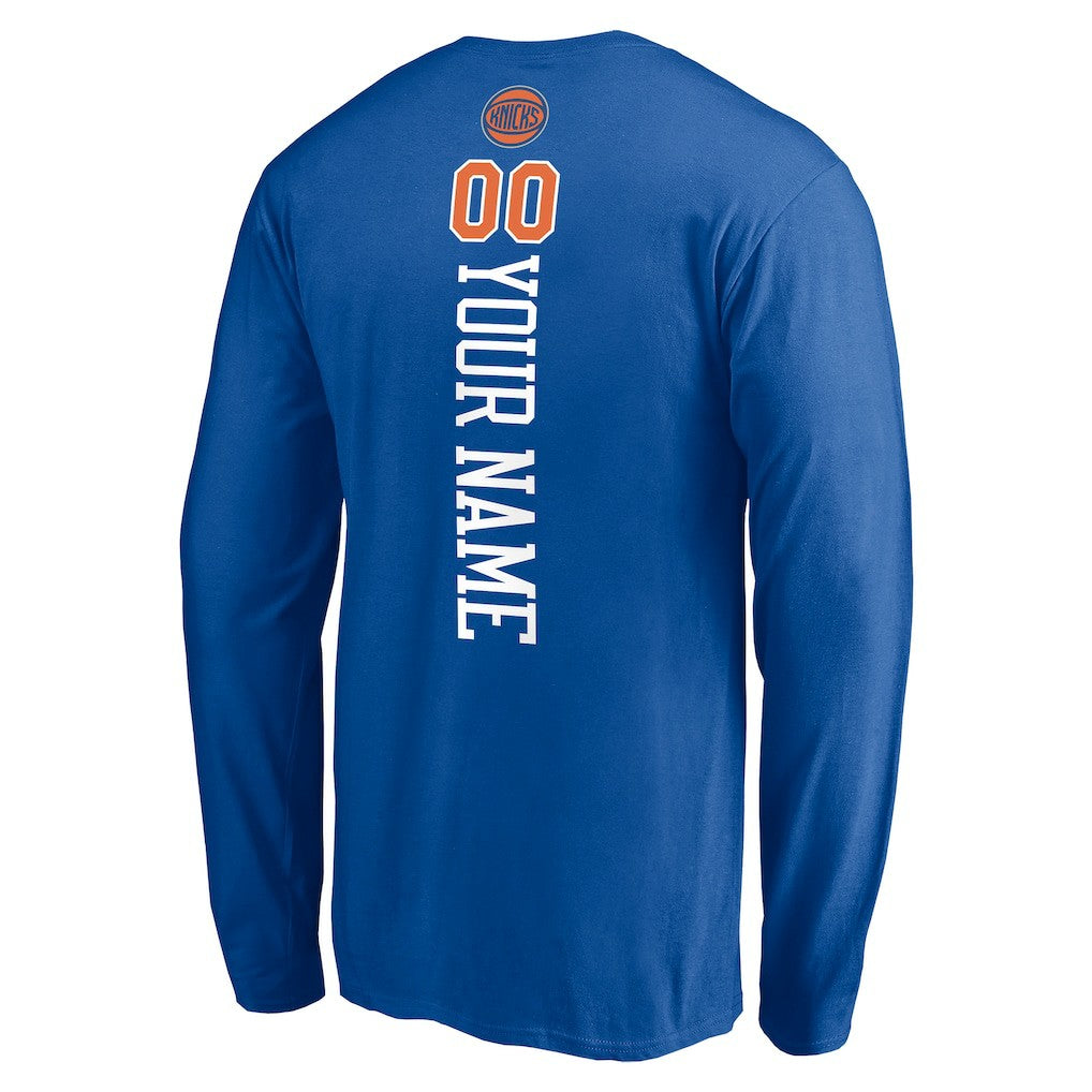 Blue New York Knicks Playmaker Personalized Name & Number Long Sleeve T-Shirt | NBA