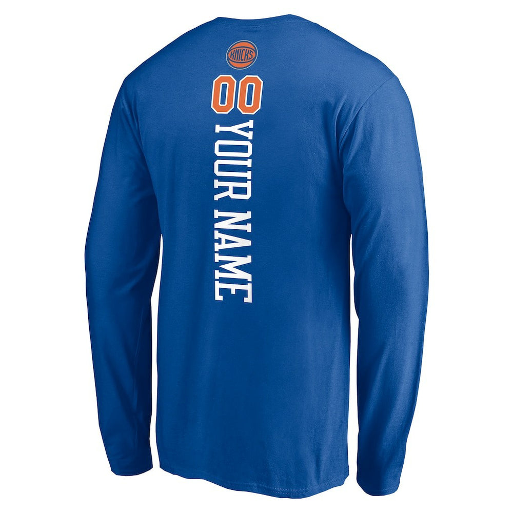 Blue New York Knicks Playmaker Personalized Name & Number Long Sleeve T-Shirt | NBA