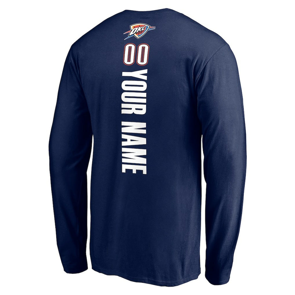 Navy Oklahoma City Thunder Playmaker Personalized Name & Number Long Sleeve T-Shirt | NBA