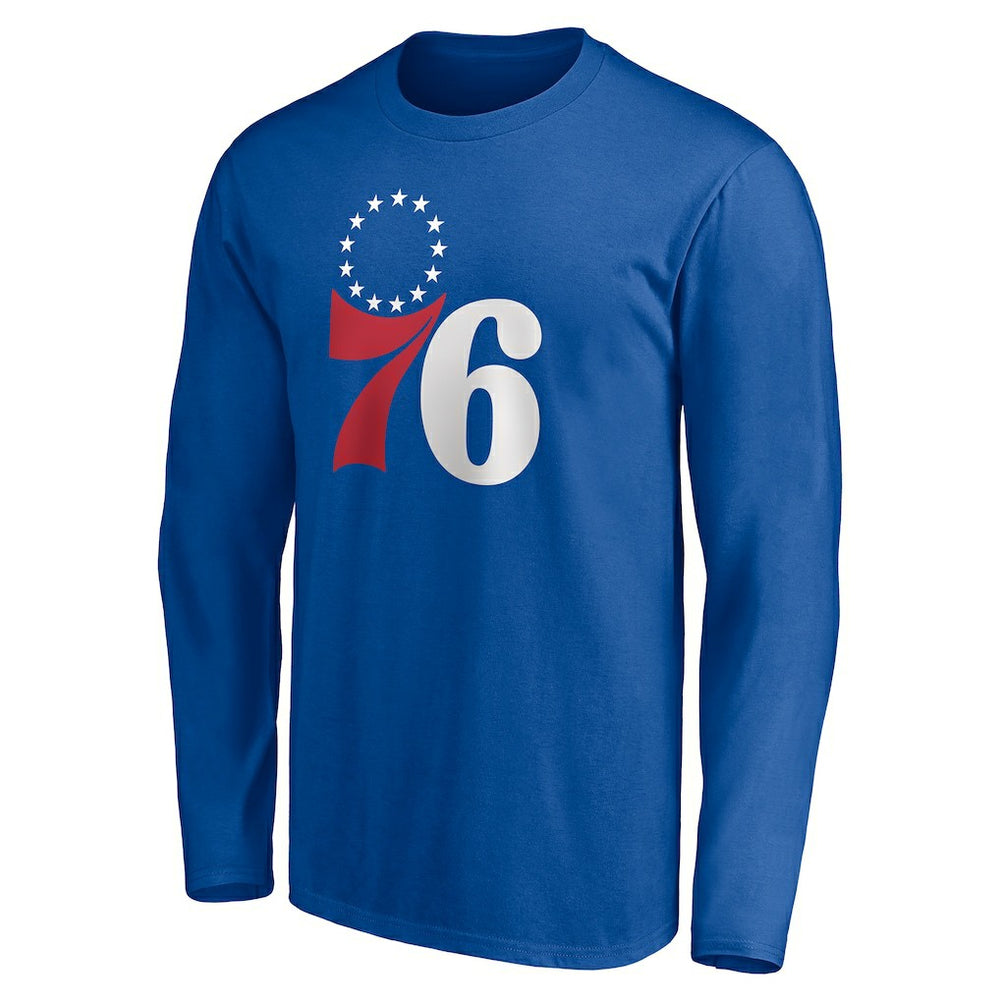 Royal Philadelphia 76ers Playmaker Personalized Name & Number Long Sleeve T-Shirt sale | NBA