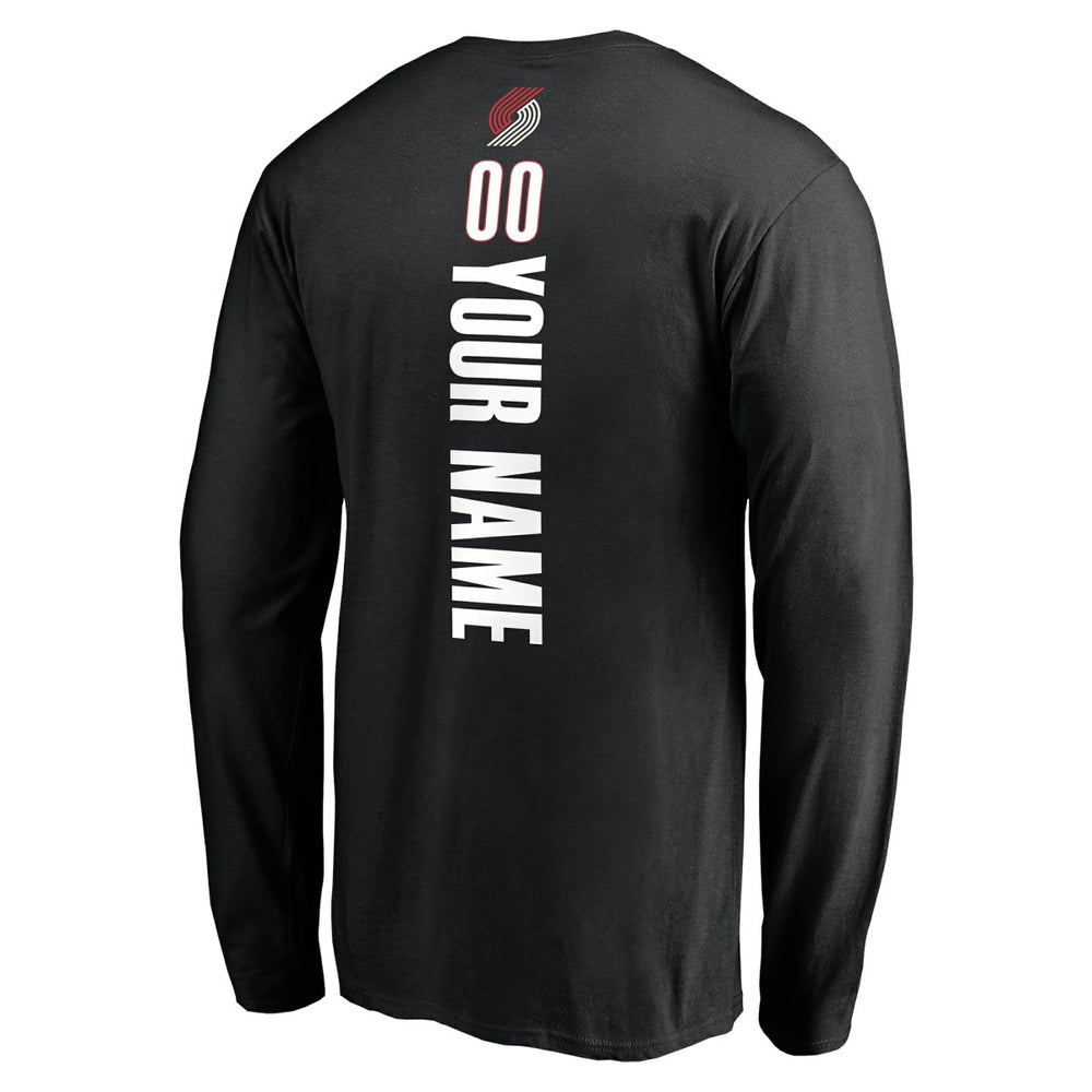 Black Portland Trail Blazers Playmaker Personalized Name & Number Long Sleeve T-Shirt | NBA