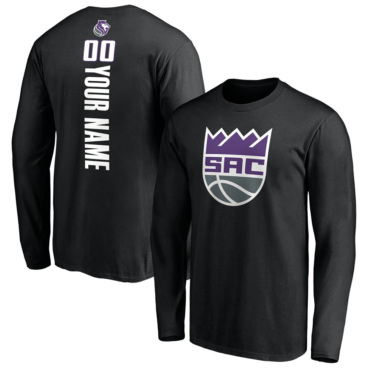 Black Sacramento Kings Playmaker Personalized Name & Number Long Sleeve T-Shirt | NBA