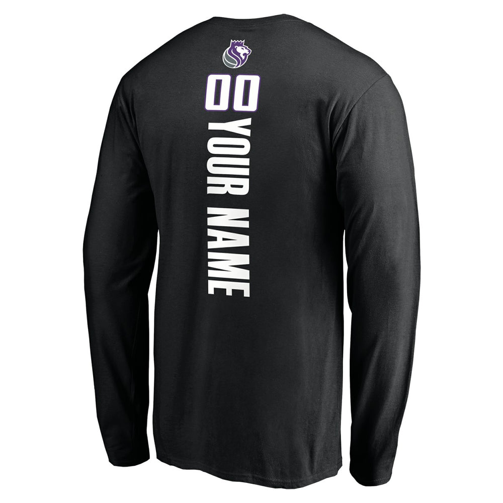 Black Sacramento Kings Playmaker Personalized Name & Number Long Sleeve T-Shirt | NBA