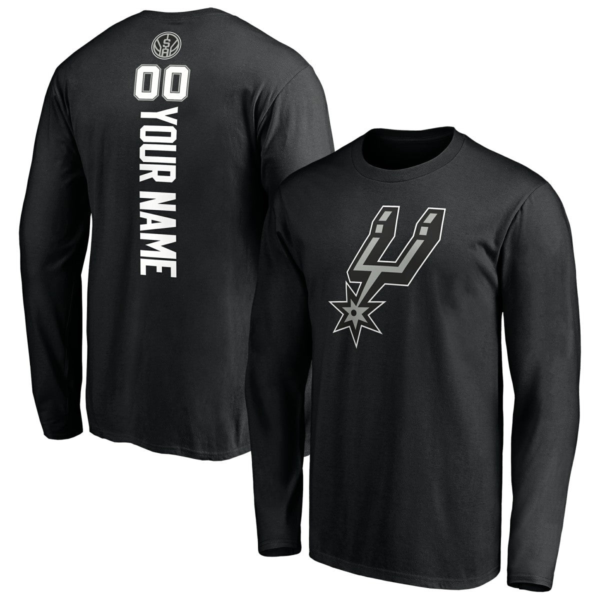 Black San Antonio Spurs Playmaker Personalized Name & Number Long Sleeve T-Shirt | NBA