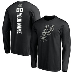 Black San Antonio Spurs Playmaker Personalized Name & Number Long Sleeve T-Shirt | NBA