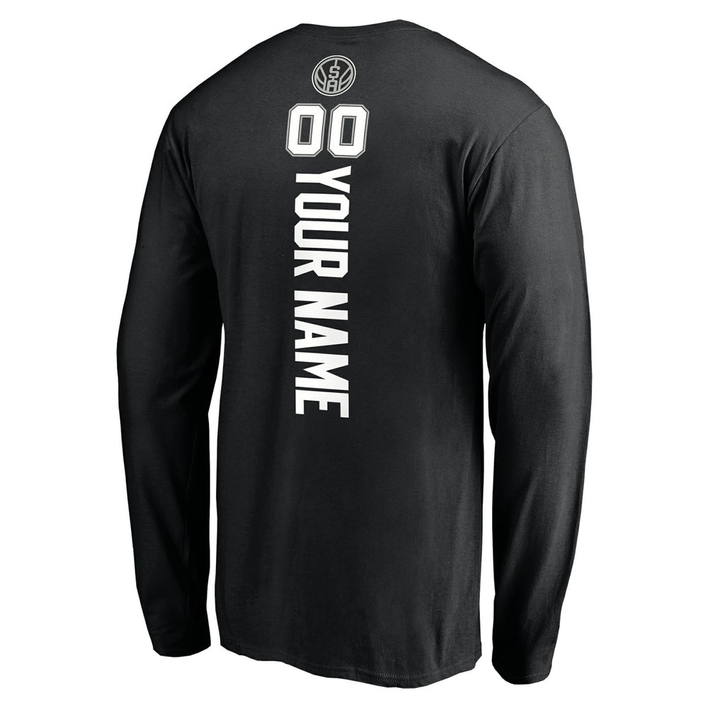 Black San Antonio Spurs Playmaker Personalized Name & Number Long Sleeve T-Shirt | NBA