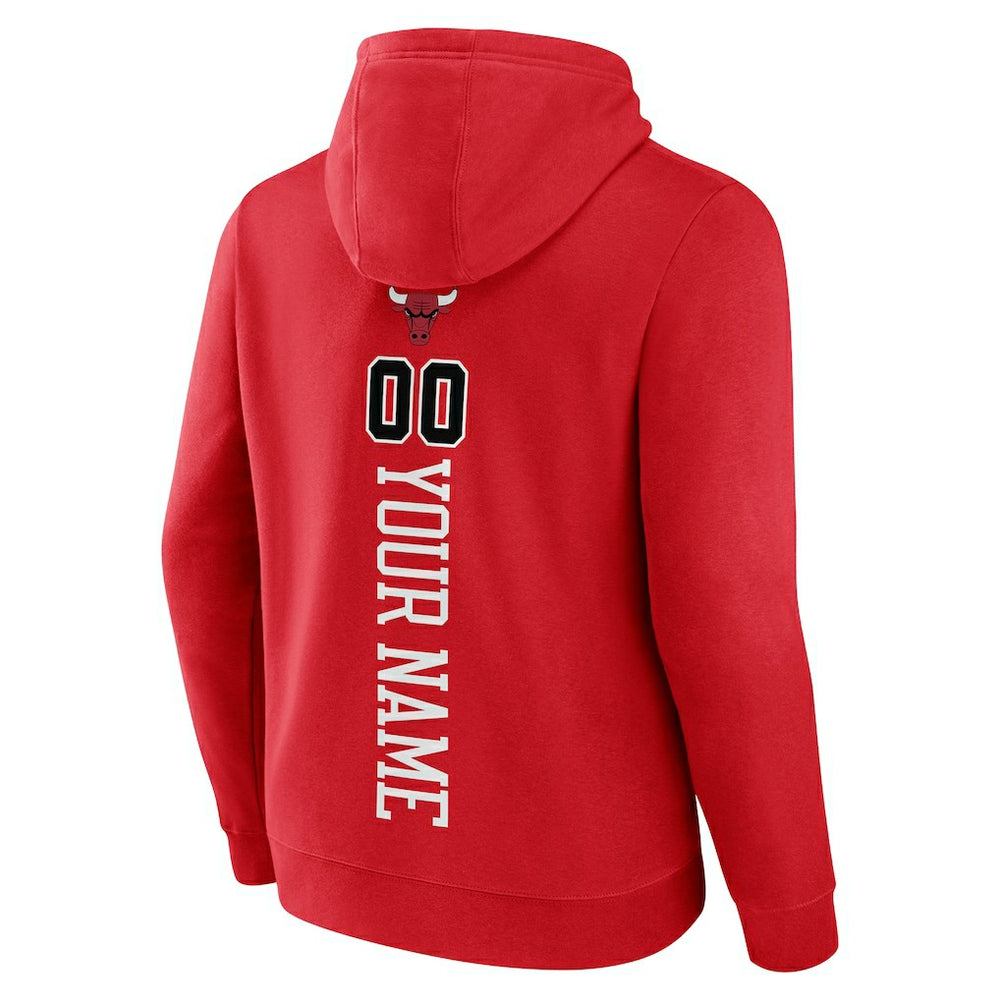 Red Chicago Bulls Playmaker Personalized Name & Number Pullover Hoodie | NBA