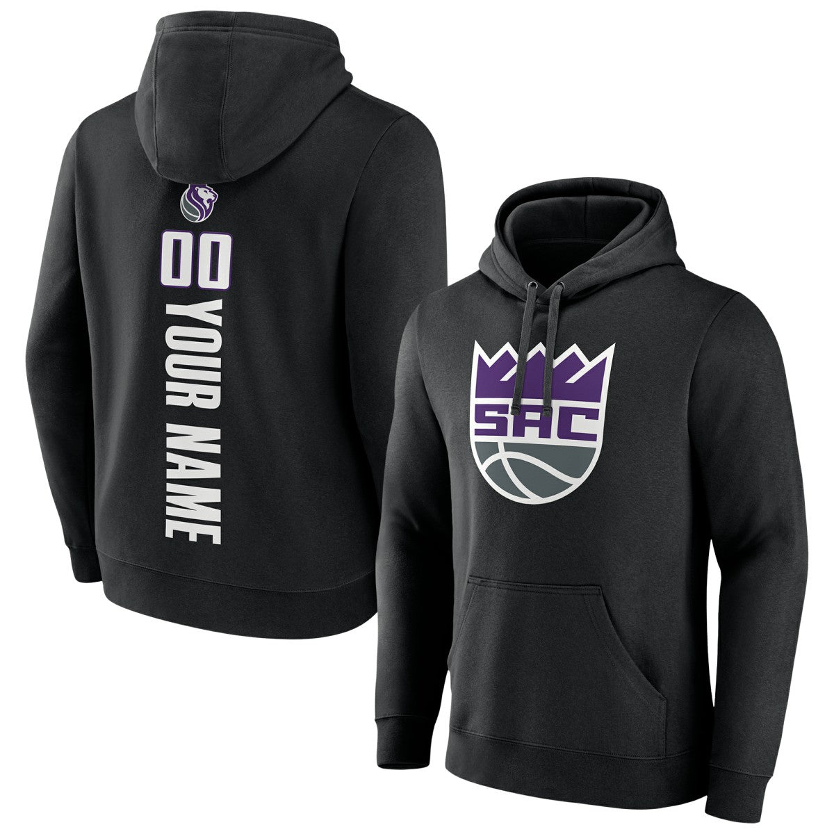 Black Sacramento Kings Playmaker Personalized Name & Number Pullover Hoodie | NBA