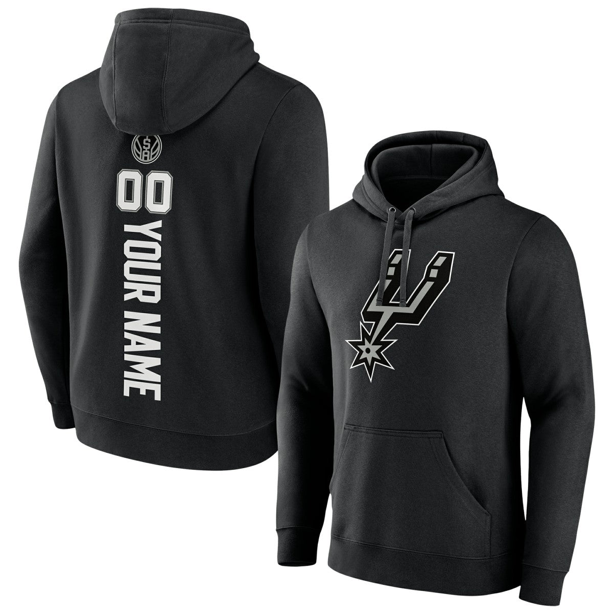 Black San Antonio Spurs Playmaker Personalized Name & Number Pullover Hoodie | NBA