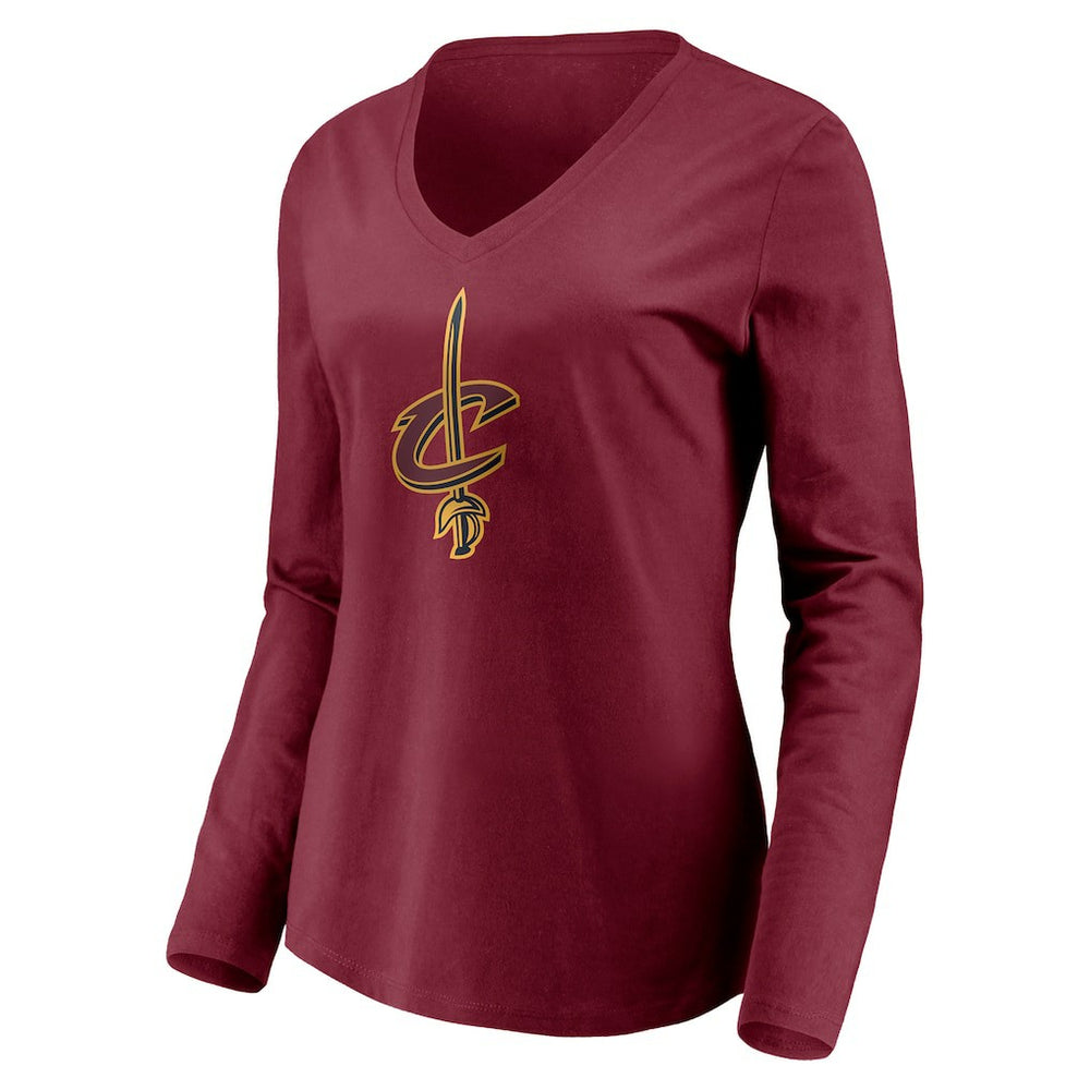Wine Cleveland Cavaliers Women's Playmaker Personalized Name & Number Long Sleeve V-Neck T-Shirt sale | NBA