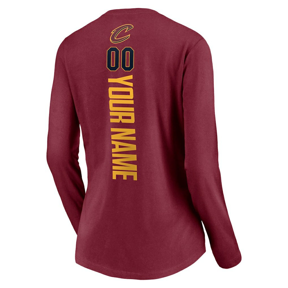 Wine Cleveland Cavaliers Women's Playmaker Personalized Name & Number Long Sleeve V-Neck T-Shirt sale | NBA