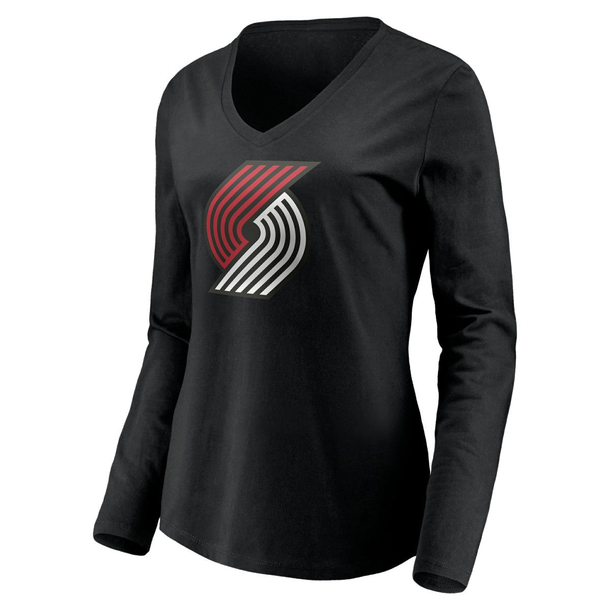 Black Portland Trail Blazers Women's Playmaker Personalized Name & Number Long Sleeve V-Neck T-Shirt | NBA