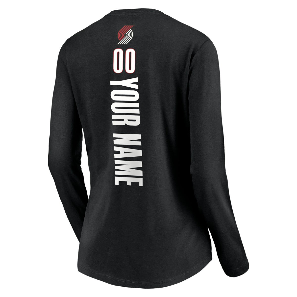 Black Portland Trail Blazers Women's Playmaker Personalized Name & Number Long Sleeve V-Neck T-Shirt | NBA