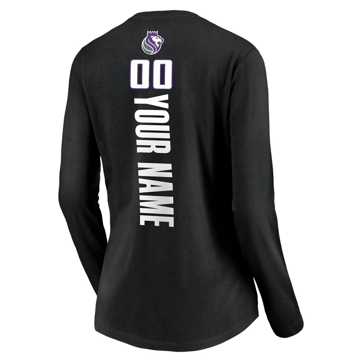 Black Sacramento Kings Women's Playmaker Personalized Name & Number Long Sleeve V-Neck T-Shirt | NBA