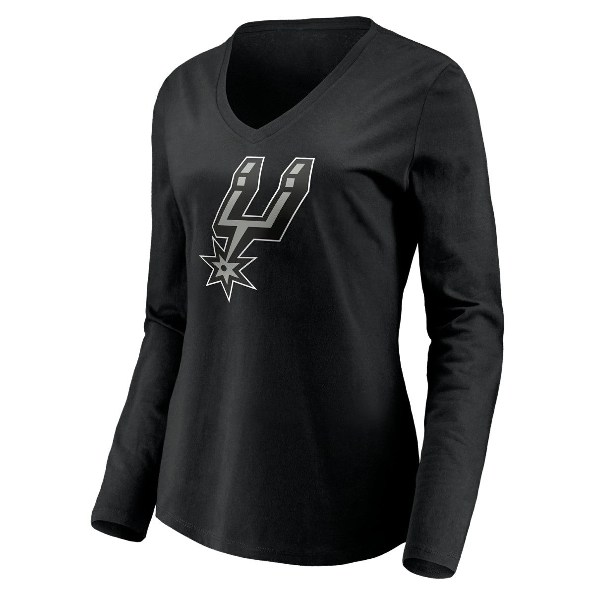 Black San Antonio Spurs Women's Playmaker Personalized Name & Number Long Sleeve V-Neck T-Shirt | NBA