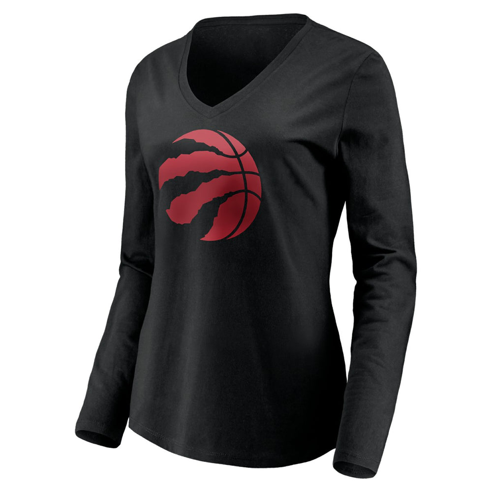 Black Toronto Raptors Women's Playmaker Personalized Name & Number Long Sleeve V-Neck T-Shirt | NBA