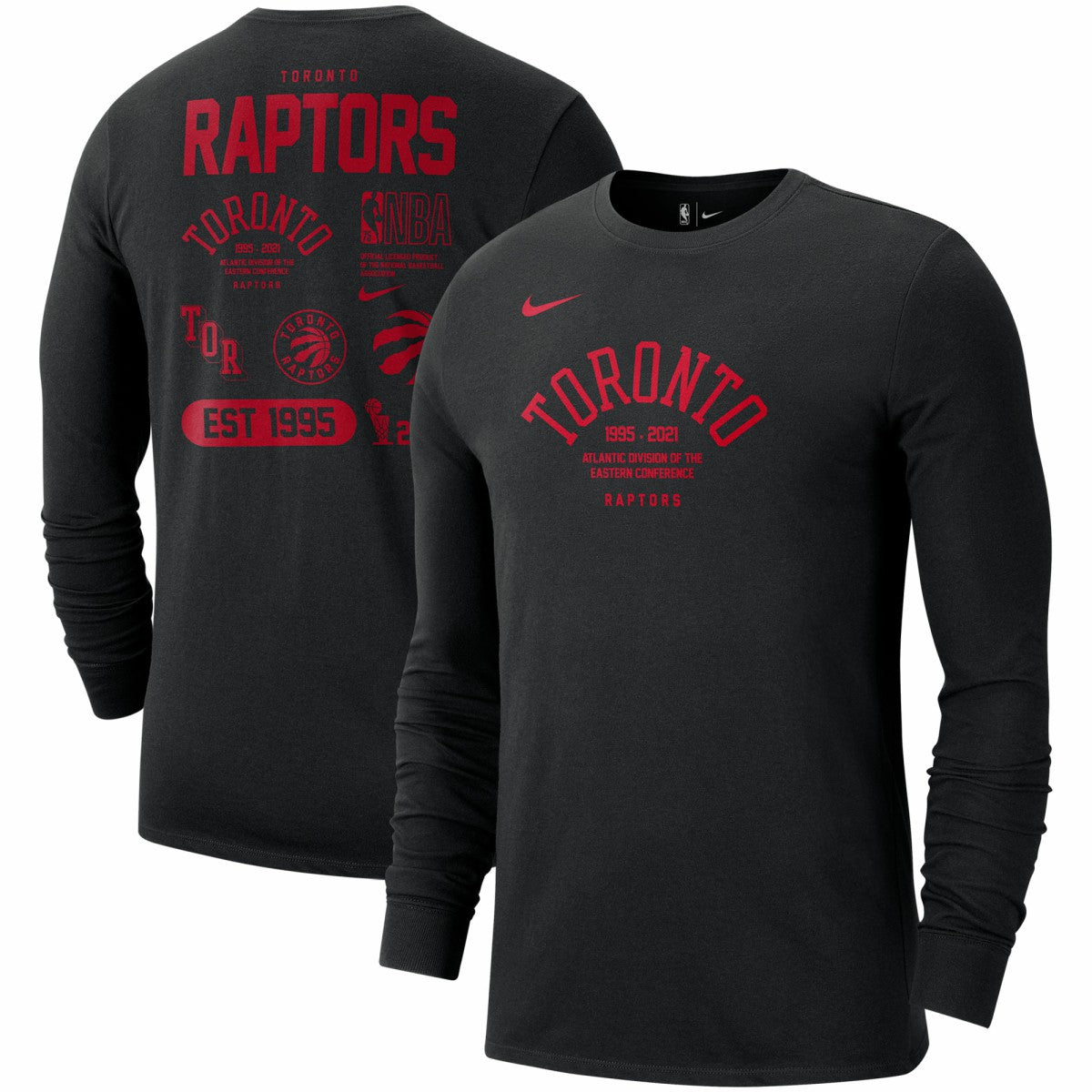 Black Toronto Raptors 75th Anniversary Courtside Element Long Sleeve T-Shirt | NBA