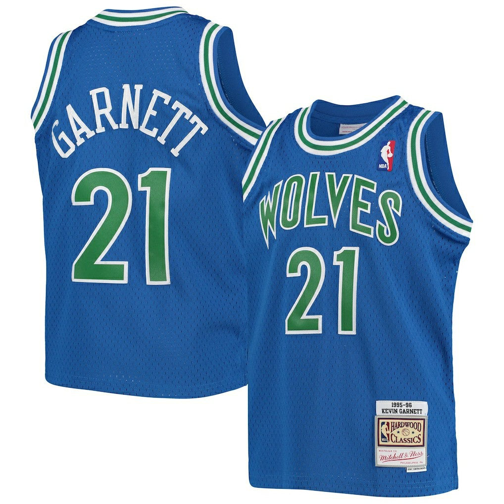 Blue Kevin Garnett Minnesota Timberwolves Youth 1995-96 Hardwood Classics Swingman Jersey | NBA