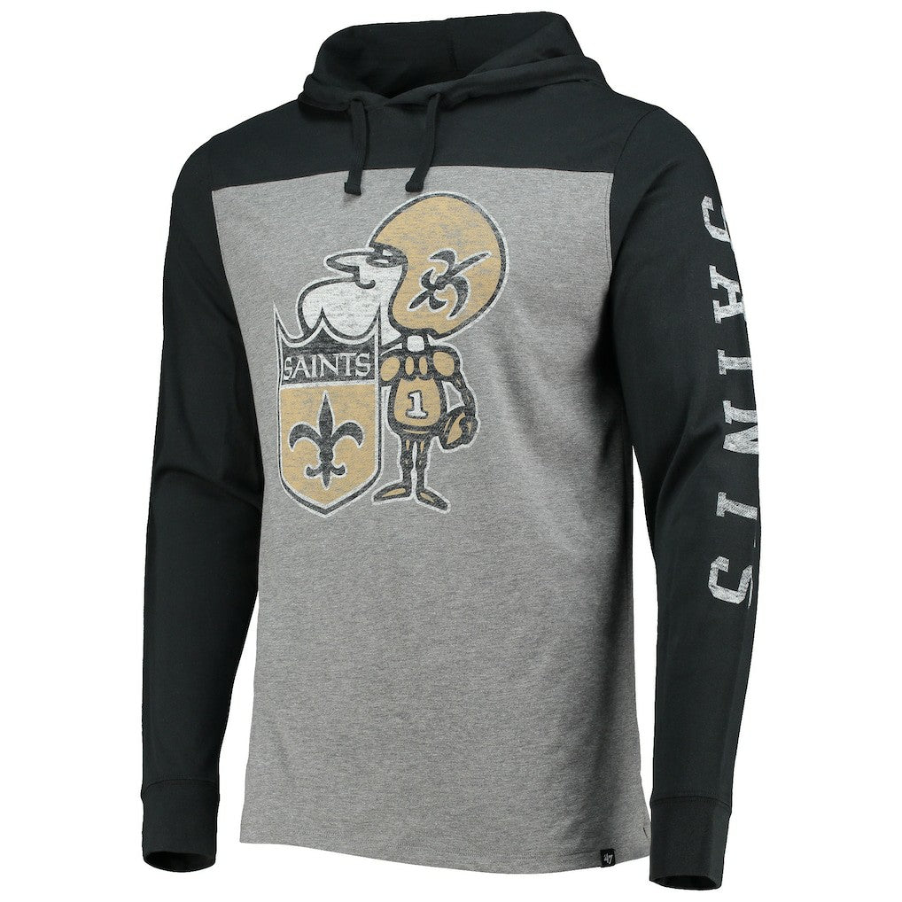 New Orleans Saints '47 Franklin Wooster Throwback Long Sleeve Hoodie T-Shirt | NFL On sale