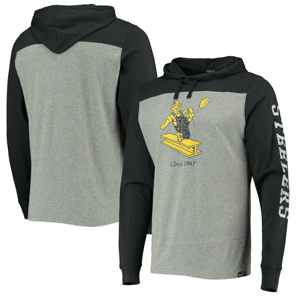 Pittsburgh Steelers '47 Franklin Wooster Throwback Long Sleeve Hoodie T-Shirt | NFL Hot