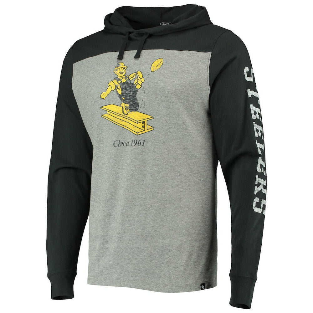 Pittsburgh Steelers '47 Franklin Wooster Throwback Long Sleeve Hoodie T-Shirt | NFL Hot