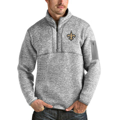 New Orleans Saints Antigua Team Logo Fortune Quarter-Zip Pullover Jacket | NFL Online