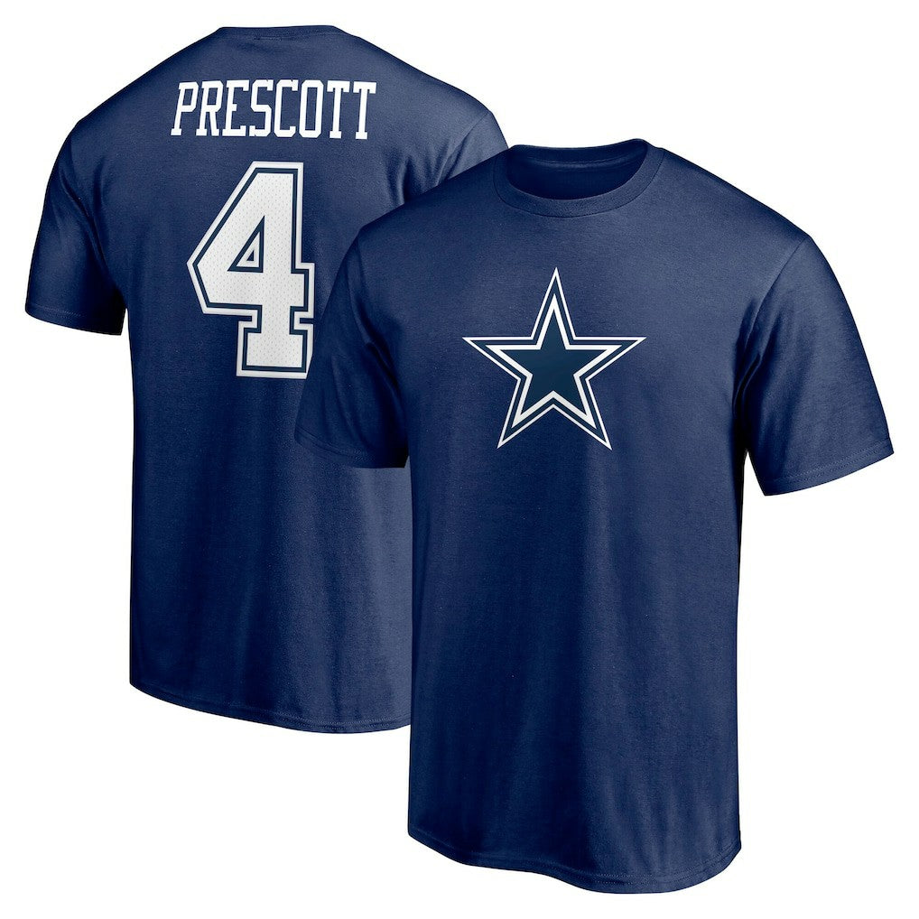 Dallas Cowboys Dak Prescott  Player Icon Name & Number T-Shirt | NFL Discount