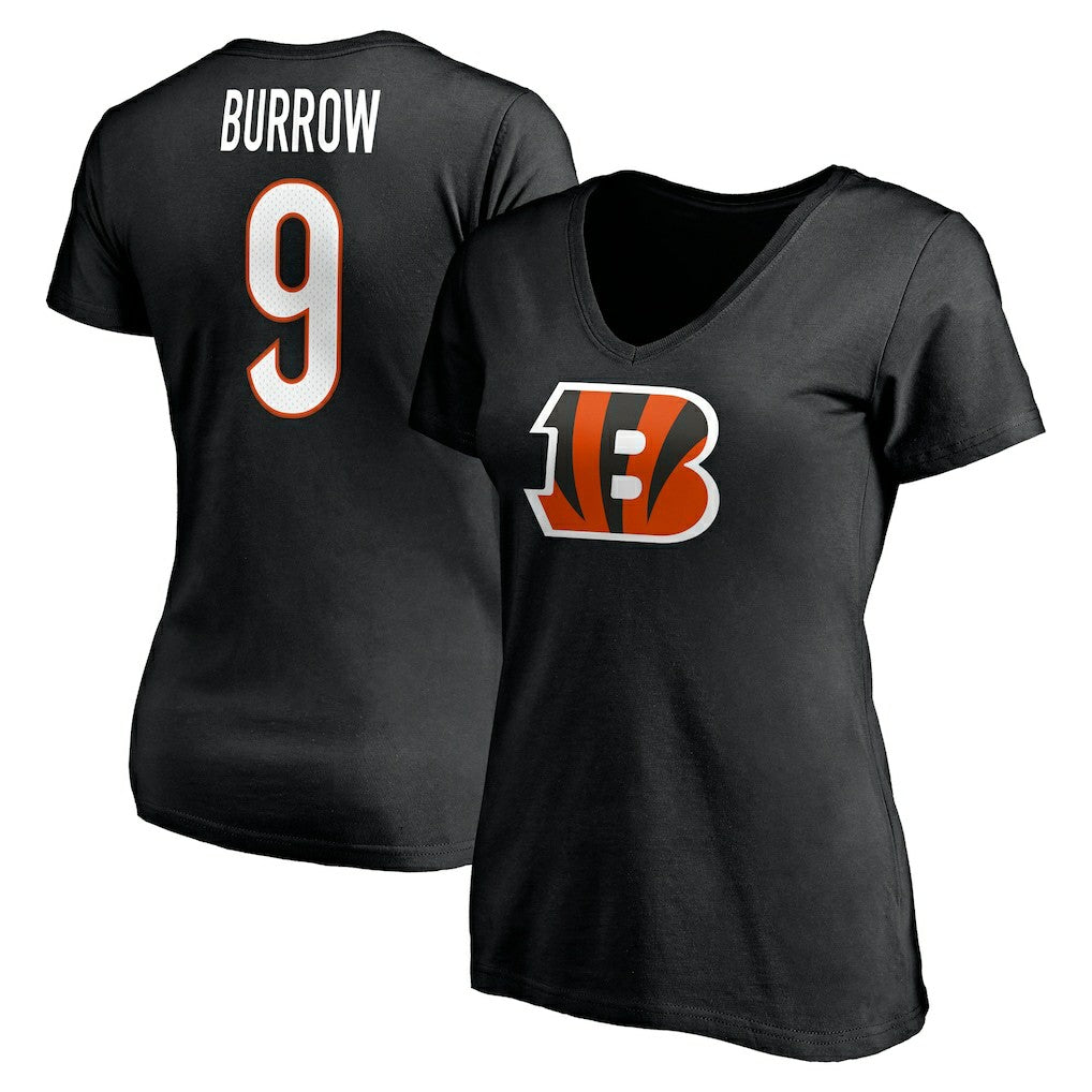 Cincinnati Bengals Joe Burrow  Women's Player Icon Name & Number V-Neck T-Shirt | NFL On sale