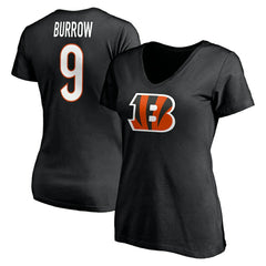 Cincinnati Bengals Joe Burrow  Women's Player Icon Name & Number V-Neck T-Shirt | NFL On sale