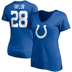 Indianapolis Colts Jonathan Taylor  Women's Player Icon Name & Number V-Neck T-Shirt | NFL New