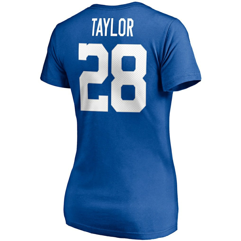 Indianapolis Colts Jonathan Taylor  Women's Player Icon Name & Number V-Neck T-Shirt | NFL New